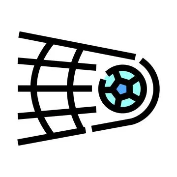 Soccer ball scoring goal in net during game Illustration