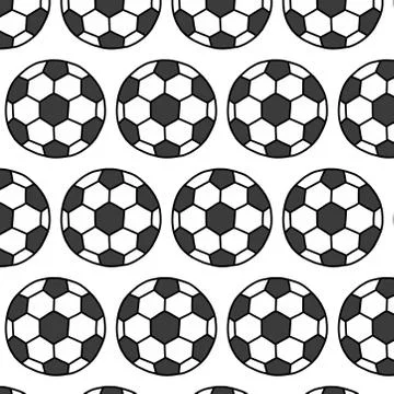Soccer ball seamless doodle pattern, vector color illustration Illustrazione stock