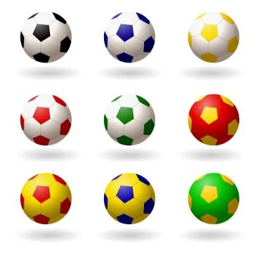 Soccer ball. set of balls different colors for playing football. objects on Stock Illustration