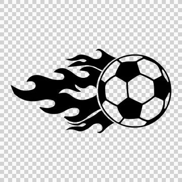Soccer Ball Silhouette With Trailing Flames moving flame Stock Illustration