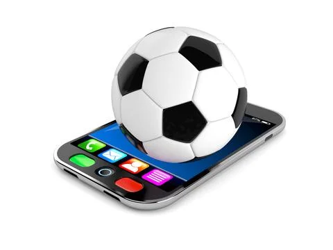 Soccer ball on smartphone Stock Illustration