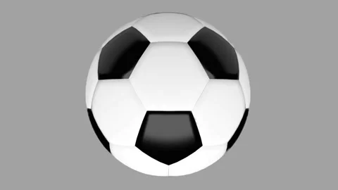 Soccer ball spinning in seamless loop on neutral gray background Stock Footage 346400147