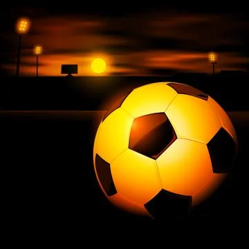 Soccer ball sunset Stock Illustration