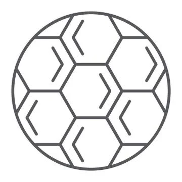Soccer ball thin line icon, play and game, football ball sign, vector graphics Stock Illustration