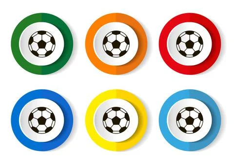 Soccer ball vector icons set on white background for webdesign Illustrazione stock