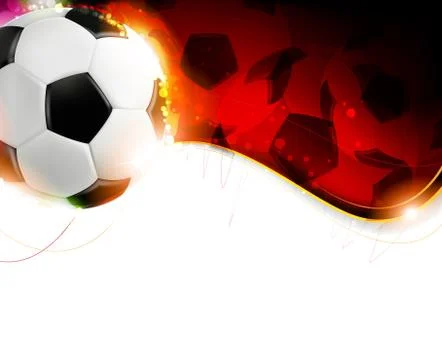 Soccer ball on wavy red  background 스톡 일러스트