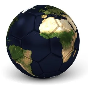 Soccer Ball With World Map 3D Render Stock Illustration