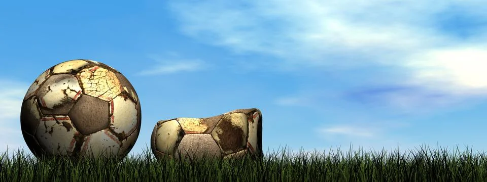 Soccer balls - 3D render Stock Illustration