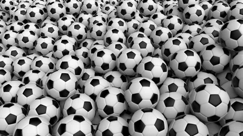Soccer balls background - 3d render looped. Stock Footage 167513494