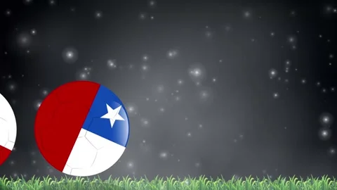 Soccer Balls with Chilean Flag Pattern Bouncing on Grass Field Stock Footage 339834705