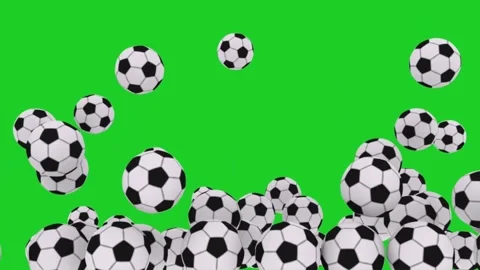 Soccer balls falling on green screen background with 3d realistic animation effe Stock Footage 329964980