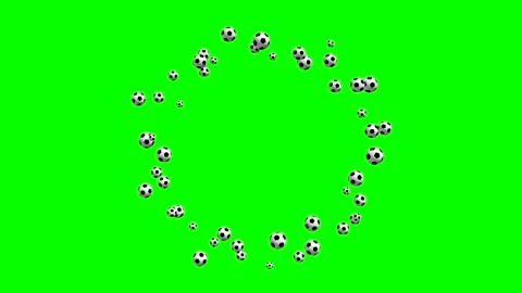 Soccer balls floating and moving in a circular pattern on a green background 動画素材 335267713