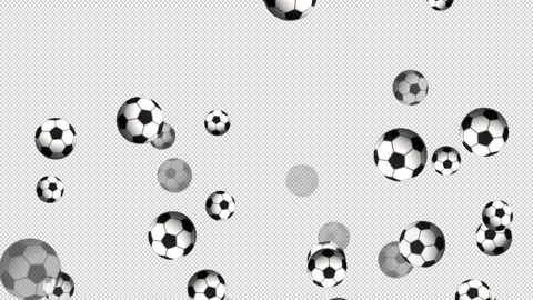 Soccer Balls Floating Up on Transparent Screen Background Loop. Stock Footage 337435786