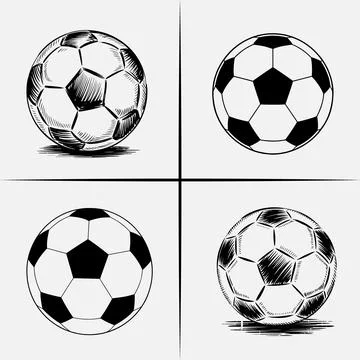 Soccer Balls Illustration Set Different Angles Patterns Sports Design Stock Illustration