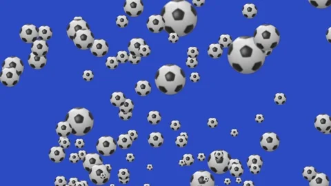 Soccer balls moving on blue screen background Video stock 337937667