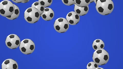 Soccer balls moving on blue screen background Stock Footage 337938040