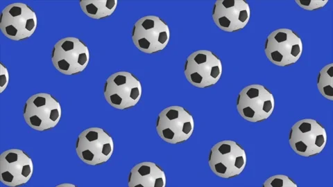 Soccer balls moving on blue screen background Stock Footage 337938220