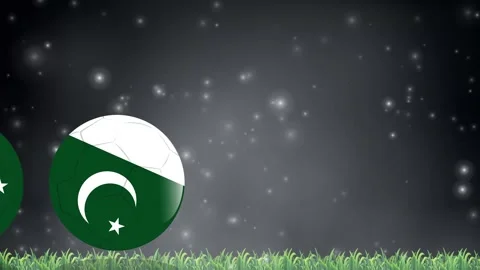 Soccer Balls with Pakistan Flag Pattern Bouncing on Grass Field Stock Footage 339837545