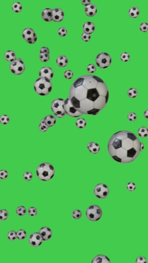 Soccer Balls Rain Green Screen Vertical Stock-Footage 344766448