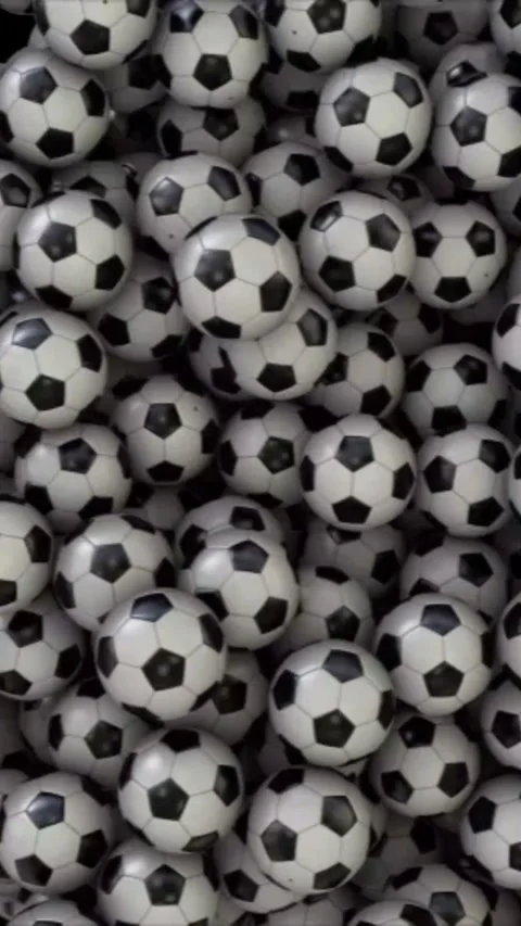 Soccer Balls Rain Overlay Vertical Stock-Footage 344766469