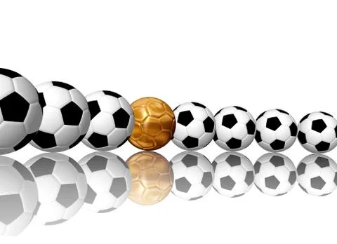 Soccer balls in row Stock Illustration