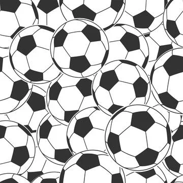 Soccer balls seamless pattern. Vector illustration. Classic black and white.. Stock Illustration