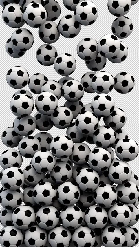 Soccer balls transition – 3d render with alpha channel. Stock Footage 276178639