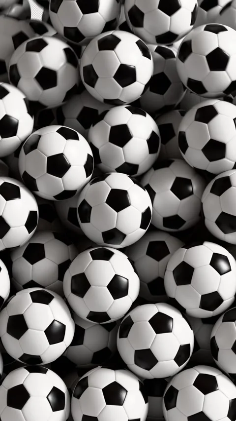 Soccer Balls Vertical Collapse Flow Transition with Alpha Channel. 3D rendering Stock-Footage 329224826