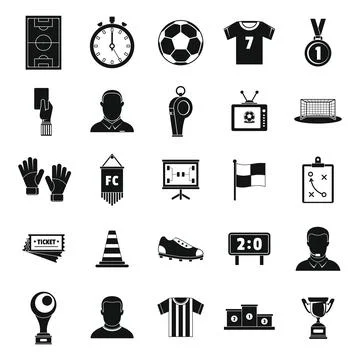 Soccer black silhouette set vector illustration for design and web isolated Stock-Illustration