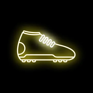 Soccer boot neon icon glowing on black background Stock Illustration