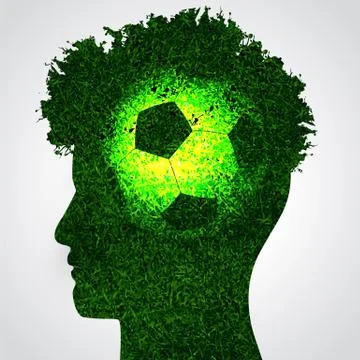 Soccer brain in human head Stock Illustration
