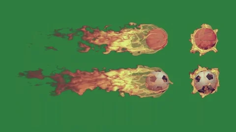 Soccer Burning On Green Screen Chroma Key Background Stock Footage 338016507