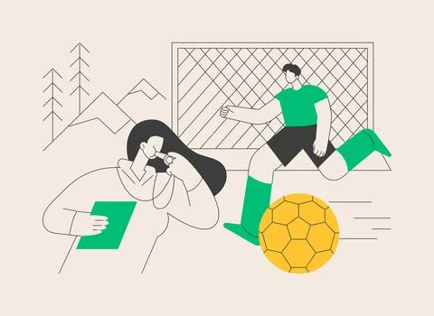 Soccer camp abstract concept vector illustration. Illustrazione stock