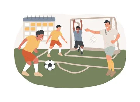 Soccer camp isolated concept vector illustration. Ilustración de archivo