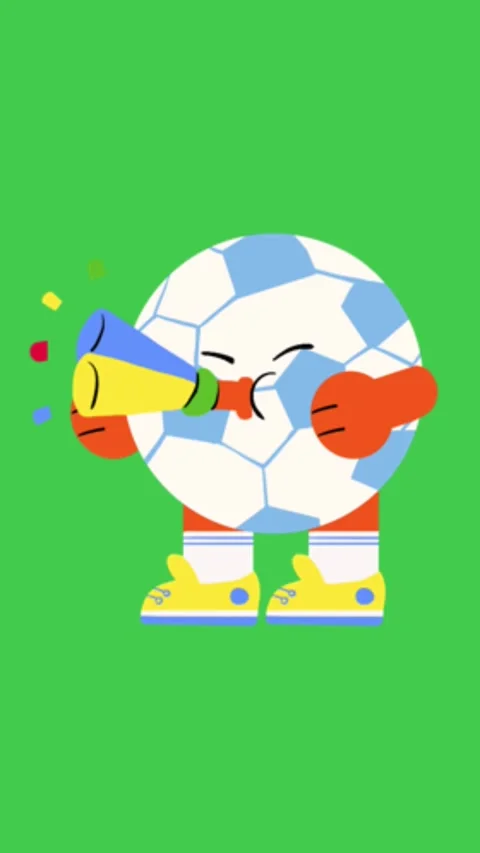 Soccer Character Celebrating Green Screen Vertical Stock-Footage 344765406
