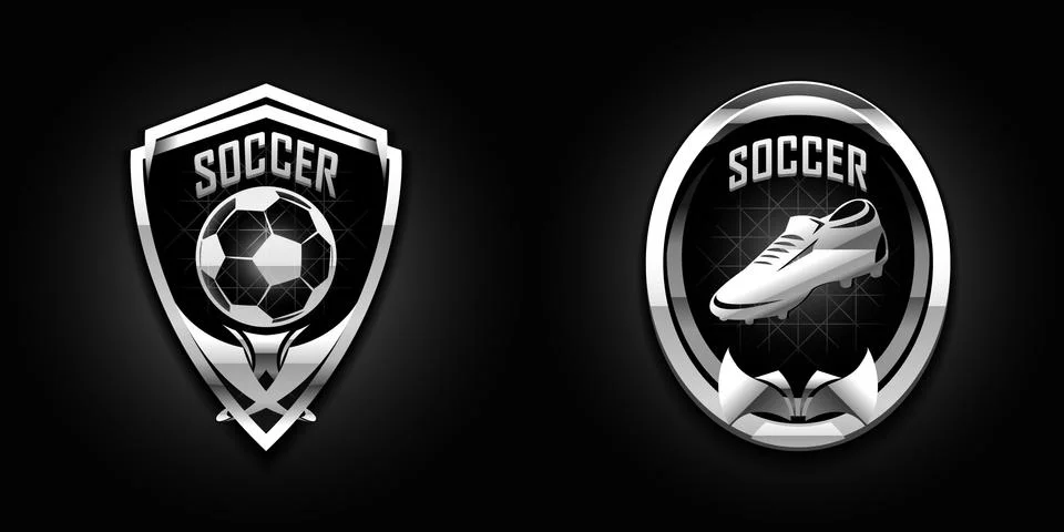 Soccer chrome emblems Stock Illustration