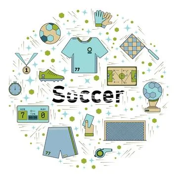 Soccer circle of blue elements Stock Illustration