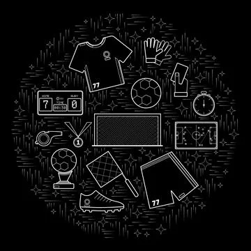 Soccer the circle is white on black Stock-Illustration