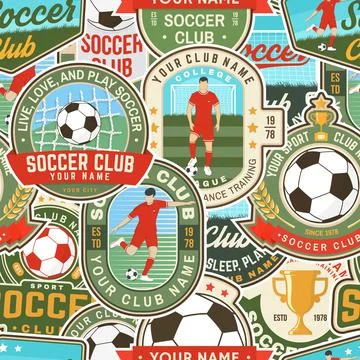 Soccer club seamless pattern. Vector illustration. Wallpaper, background with Illustrazione stock