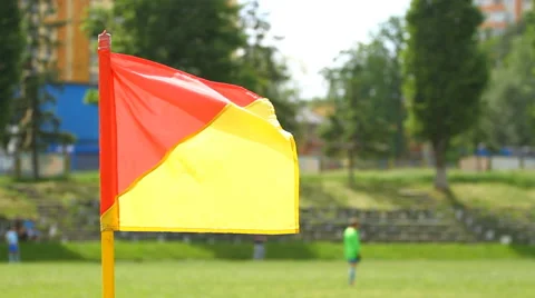 Soccer corner flag waving on the wind Stock Footage 42915933