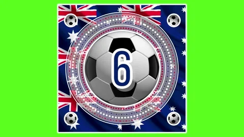 Soccer Countdown 10 to 0 with Australia Flag and Blue Number Green Screen Stock-Footage 335372742
