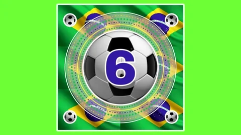 Soccer Countdown 10 to 0 with Brazil Flag and Blue Number Chroma Key Stock Footage 335373362