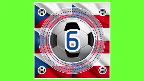 Soccer Countdown 10 to 0 with Czechia Flag and Blue Number Stock Footage 335372749