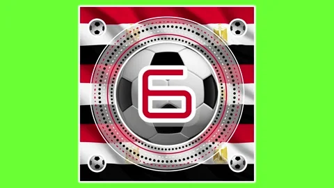Soccer Countdown 10 to 0 with Egypt Flag and Red Number Green Screen Stock Footage 335373363