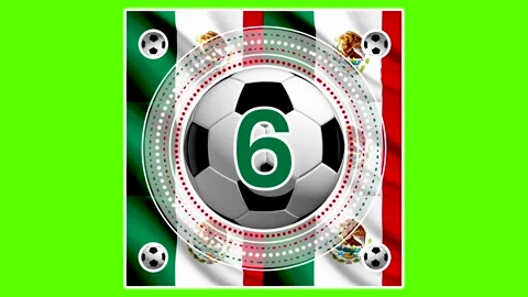 Soccer Countdown 10 to 0 with Mexico Flag and Green Number Chroma Key Stock Footage 335195614