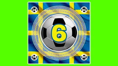 Soccer Countdown 10 to 0 with Sweden Flag and Yellow Number Vídeo Stock 335356590