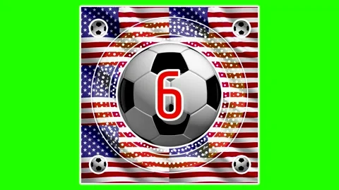 Soccer Countdown 10 to 0 with US Flag and Red Number Green Screen 스톡 동영상 335195618