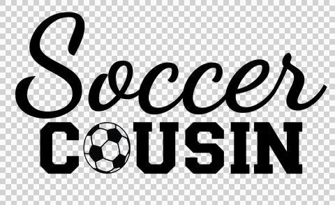 Soccer Cousin Text With A Ball Inside typography black white Stock Illustration
