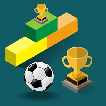 Soccer Cup Concept - Isometric Vector Stock Illustration