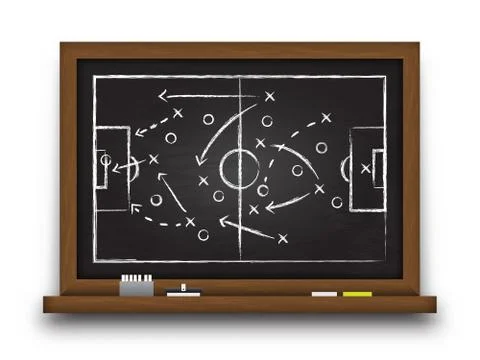 Soccer cup formation and tactic . Chalkboard with football game strategy  . V Stock Illustration